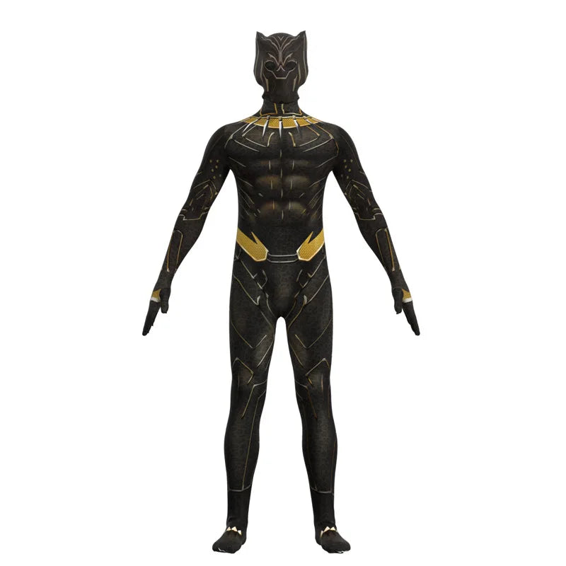 Costume de Super-Héros Panther Unisexe avec Masque Intégré – Idéal pour Halloween et Cosplay