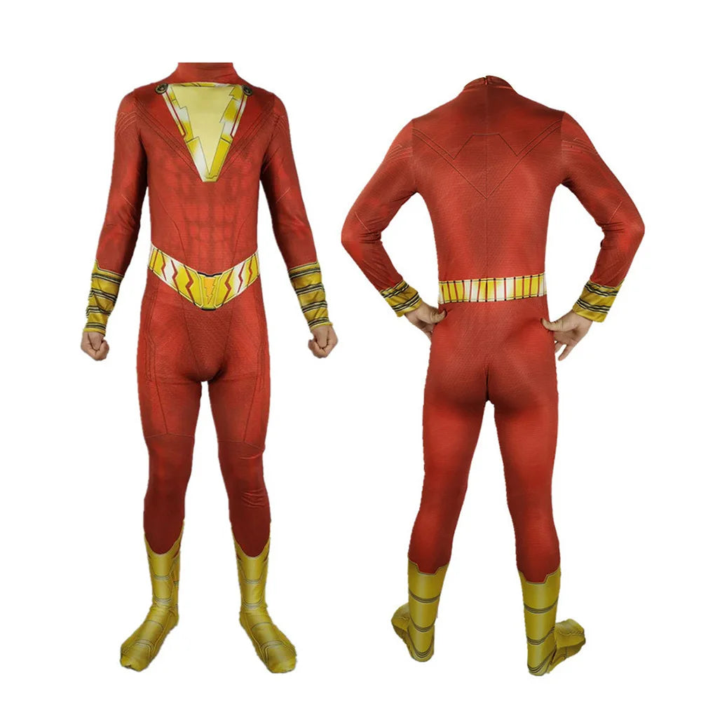 Costume de Super-Héros Shazam pour Enfants et Adultes – Combinaison Complète pour Halloween 2025