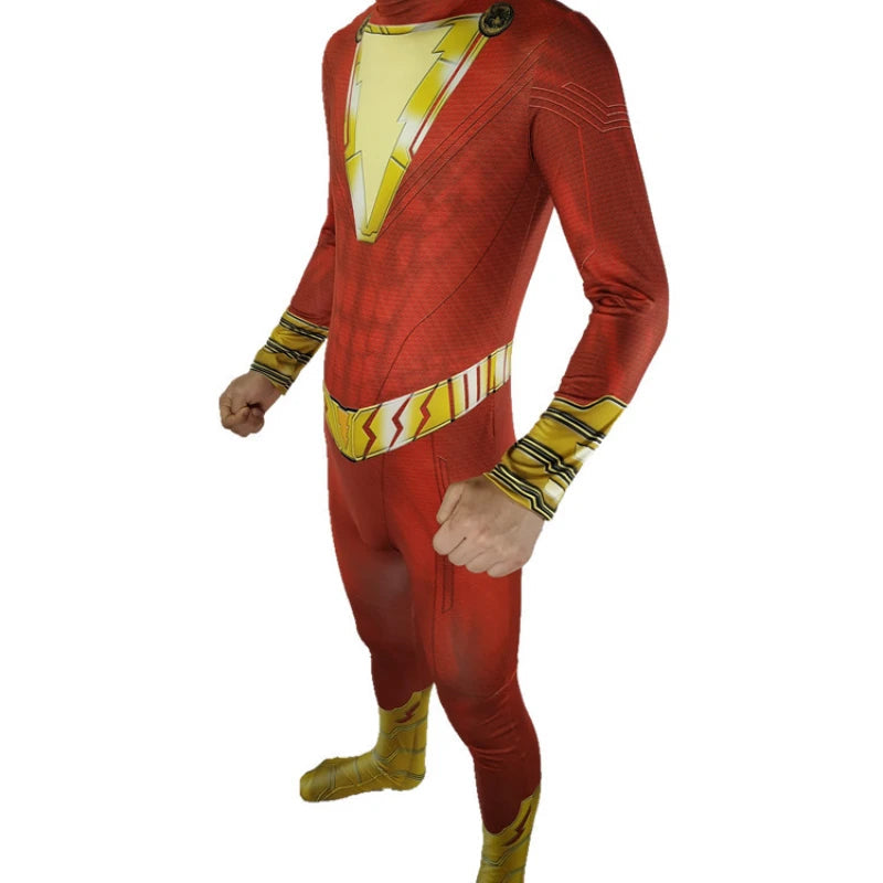 Costume de Super-Héros Shazam pour Enfants et Adultes – Combinaison Complète pour Halloween 2025