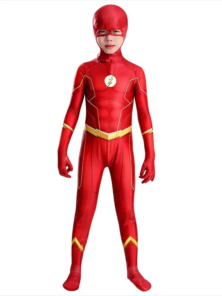Costume de Super-Héros Unisexe Rouge avec Masque Intégré – Idéal pour Cosplay et Halloween