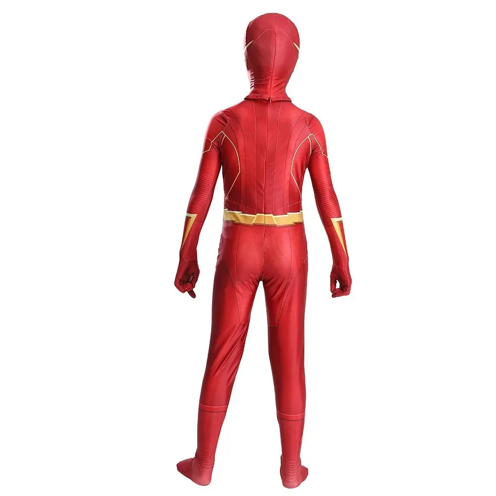 Costume de Super-Héros Unisexe Rouge avec Masque Intégré – Idéal pour Cosplay et Halloween
