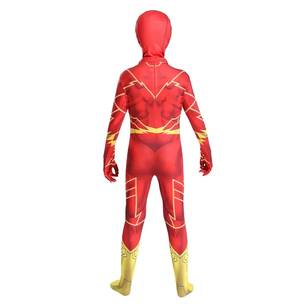 Costume de Super-Héros Unisexe Rouge avec Masque Intégré – Idéal pour Cosplay et Halloween