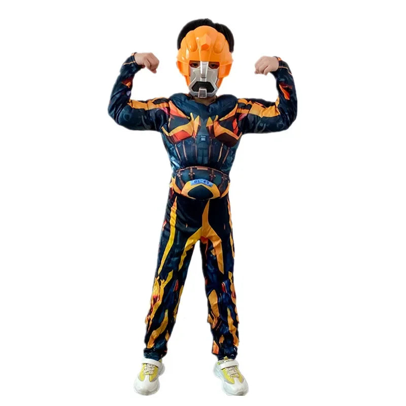Superhero Costume for Kids with Muscular Details and Mask – Ideal for Halloween and Carnival