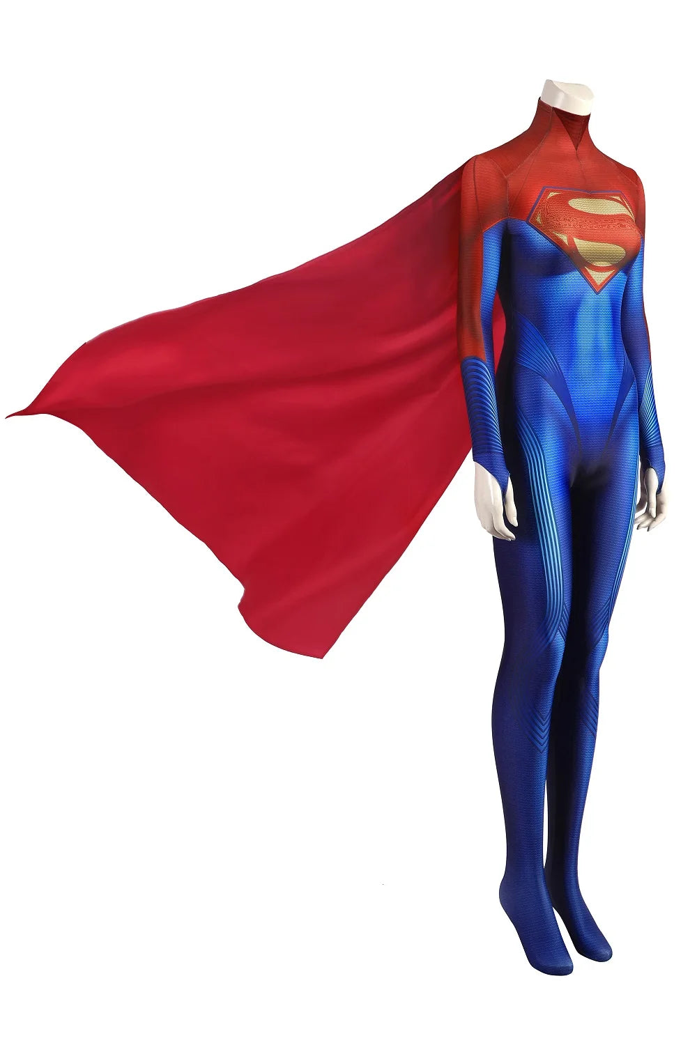 Costume de Super-héros Supergirl avec Cape Intégrée en Polyester et Spandex
