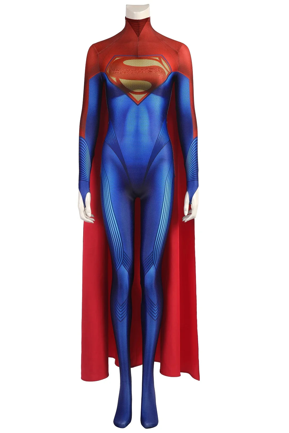 Costume de Super-héros Supergirl avec Cape Intégrée en Polyester et Spandex