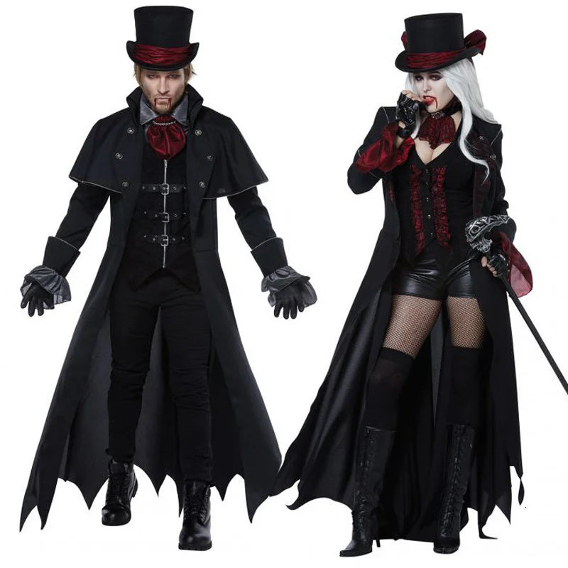Gothic Vampire Costume for Couples – Halloween 2025 Set with Coat and Pants