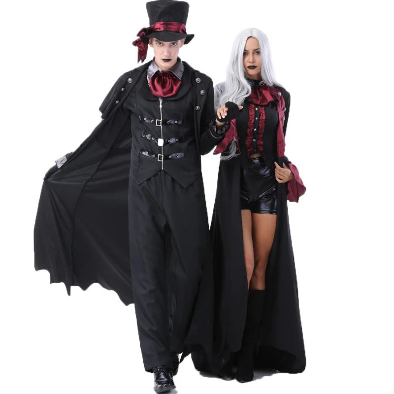 Gothic Vampire Costume for Couples – Halloween 2025 Set with Coat and Pants