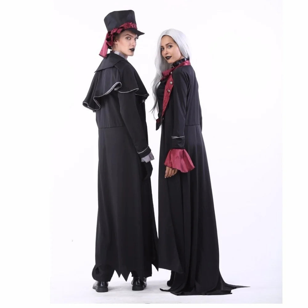 Gothic Vampire Costume for Couples – Halloween 2025 Set with Coat and Pants