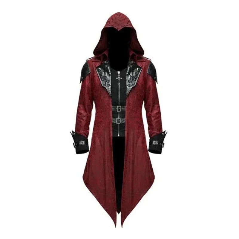 Costume de Veste à Capuche Médiéval pour Halloween – Veste Unisexe en Polyester avec Détails Asymétriques