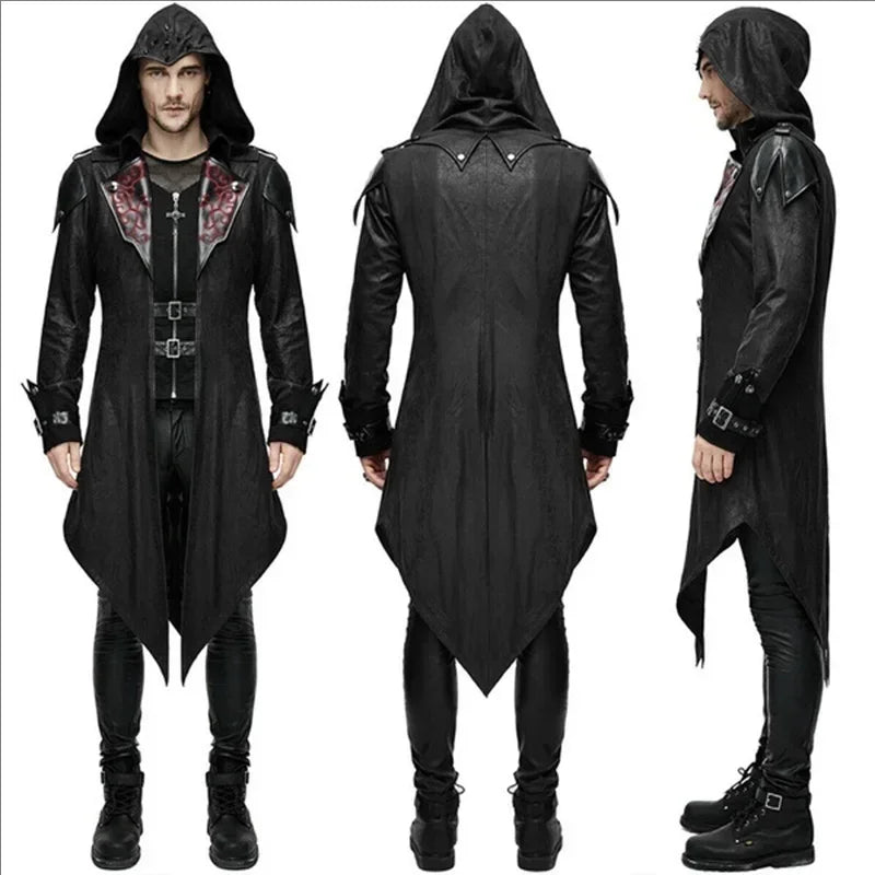 Costume de Veste à Capuche Médiéval pour Halloween – Veste Unisexe en Polyester avec Détails Asymétriques