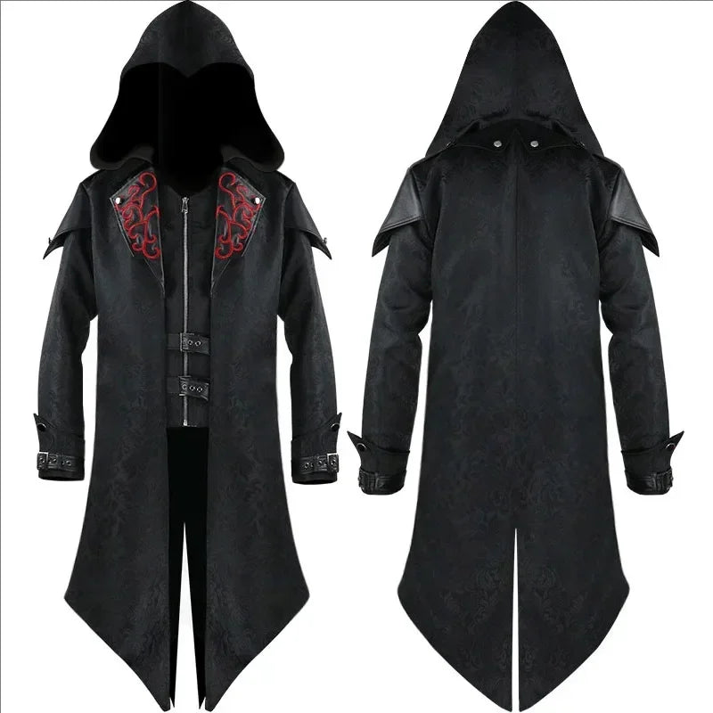 Costume de Veste à Capuche Médiéval pour Halloween – Veste Unisexe en Polyester avec Détails Asymétriques
