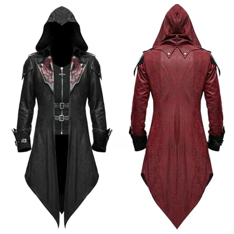 Costume de Veste à Capuche Médiéval pour Halloween – Veste Unisexe en Polyester avec Détails Asymétriques