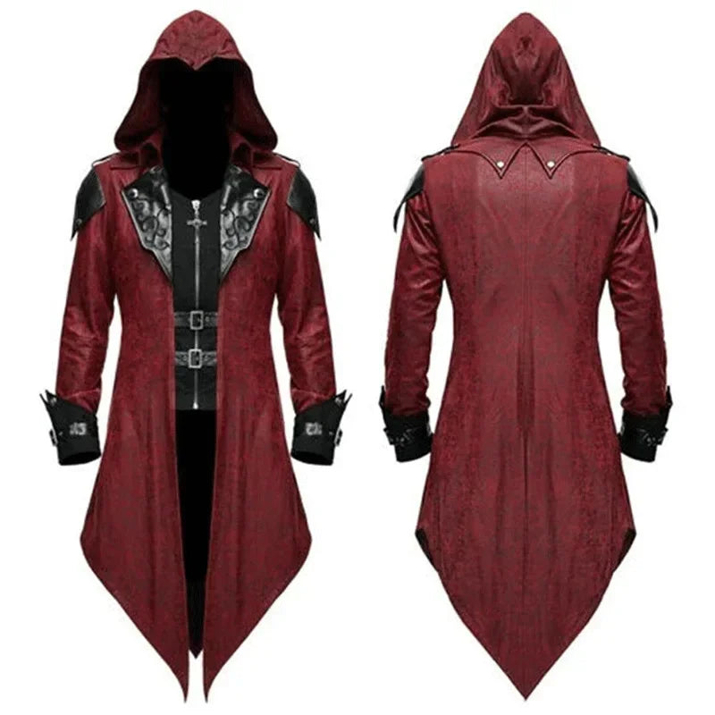 Costume de Veste à Capuche Médiéval pour Halloween – Veste Unisexe en Polyester avec Détails Asymétriques