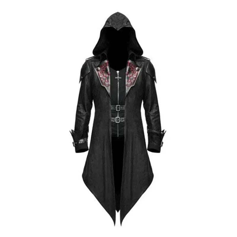 Medieval Hoodie Jacket Costume for Halloween – Unisex Polyester Jacket with Asymmetric Details