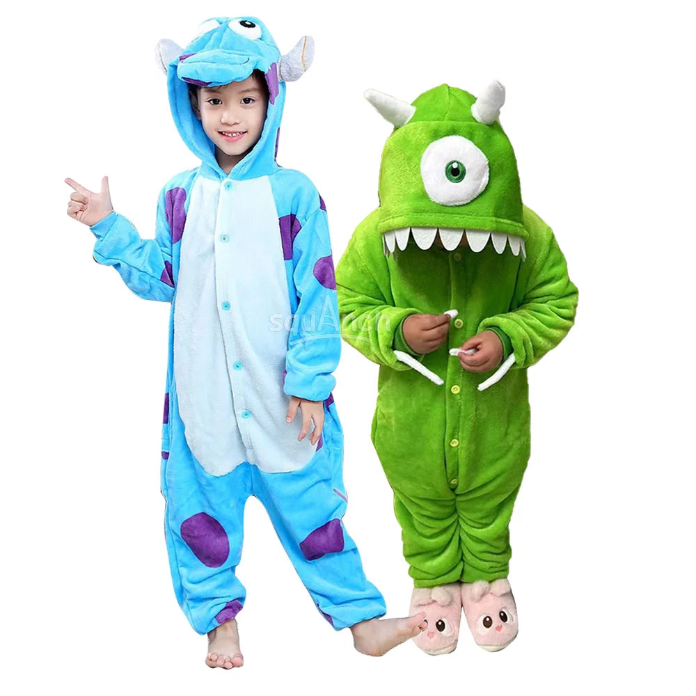 Costume en Peluche Monstre Mike Sully pour Enfants – Déguisement Halloween Confortable