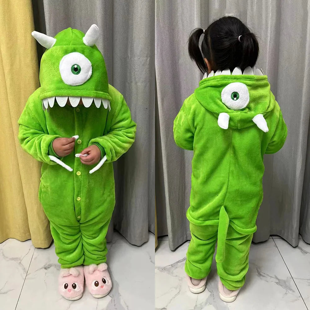 Costume en Peluche Monstre Mike Sully pour Enfants – Déguisement Halloween Confortable