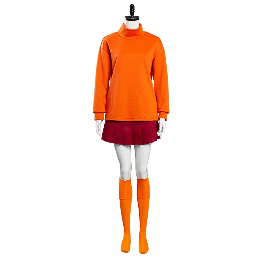 Costumes de Cosplay pour Daphne et Velma - Robe Mini A-Line avec Écharpe Verte pour Halloween