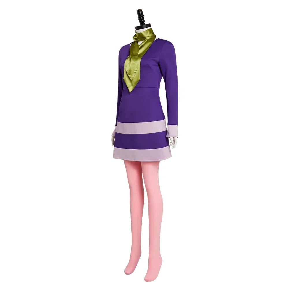 Costumes de Cosplay pour Daphne et Velma - Robe Mini A-Line avec Écharpe Verte pour Halloween