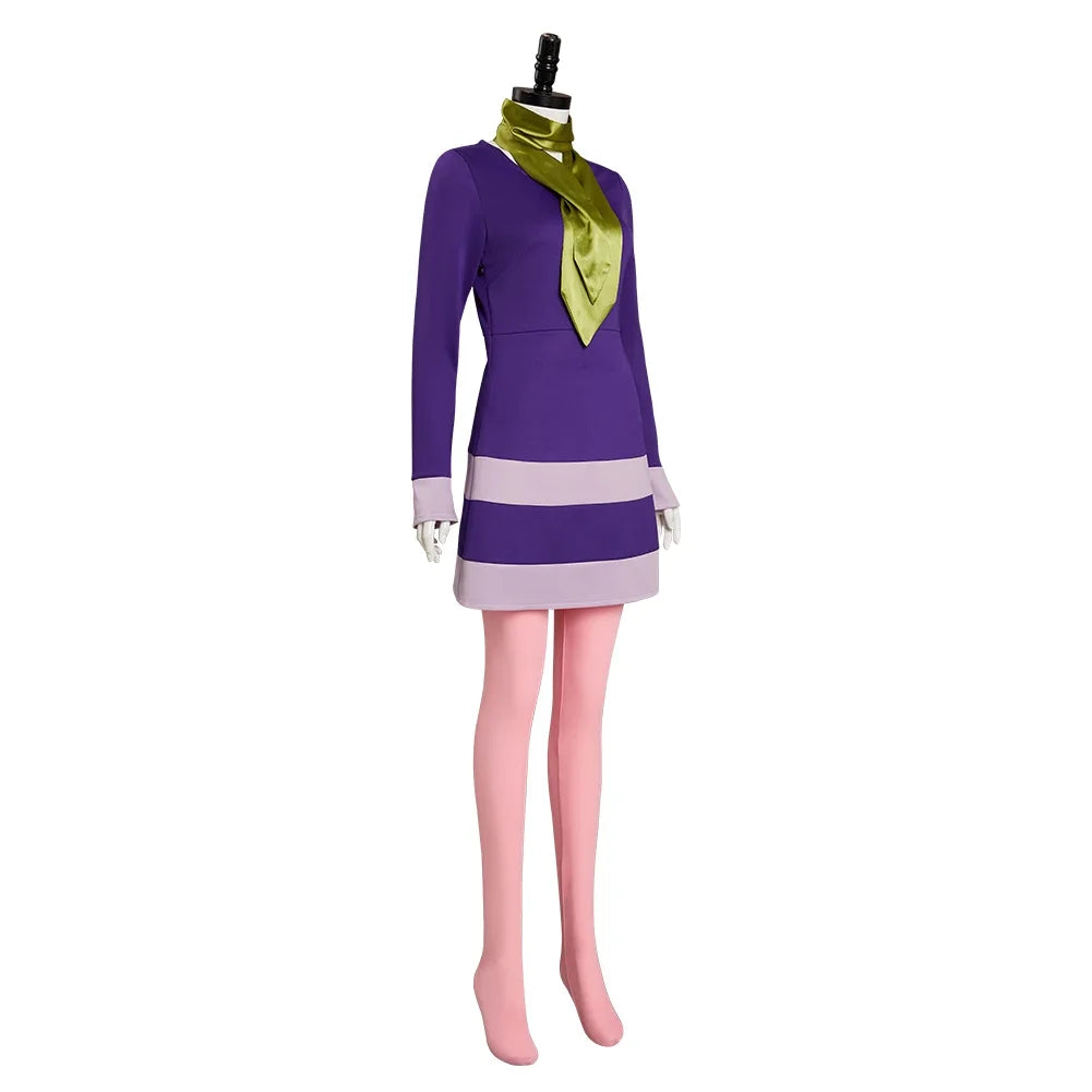 Costumes de Cosplay pour Daphne et Velma - Robe Mini A-Line avec Écharpe Verte pour Halloween