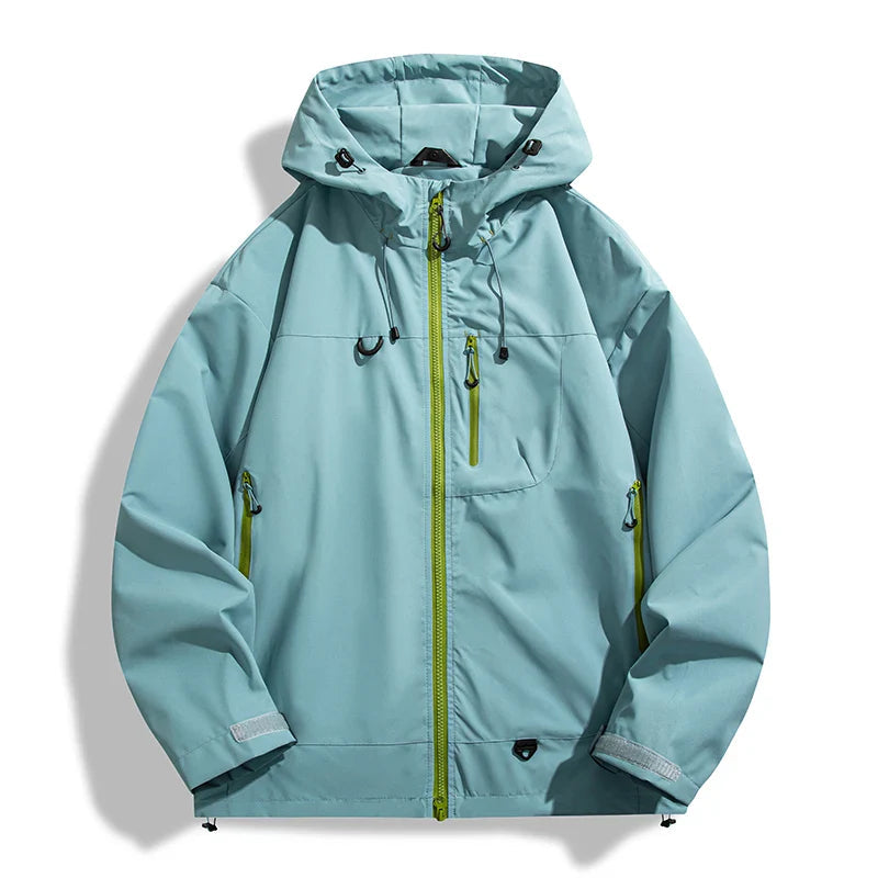 Coupe-Vent Imperméable Unisexe avec Capuche – Veste de Randonnée Légère et Respirante