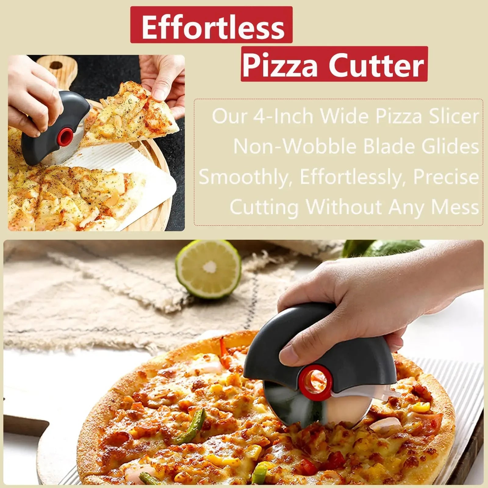 Coupe-rouleau en Acier Inoxydable pour Tranchage de Pizza et Gâteau – Outil de Boulangerie Pratique