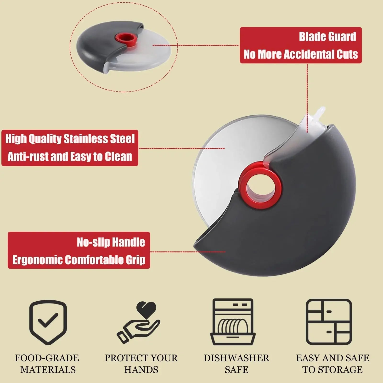 Coupe-rouleau en Acier Inoxydable pour Tranchage de Pizza et Gâteau – Outil de Boulangerie Pratique