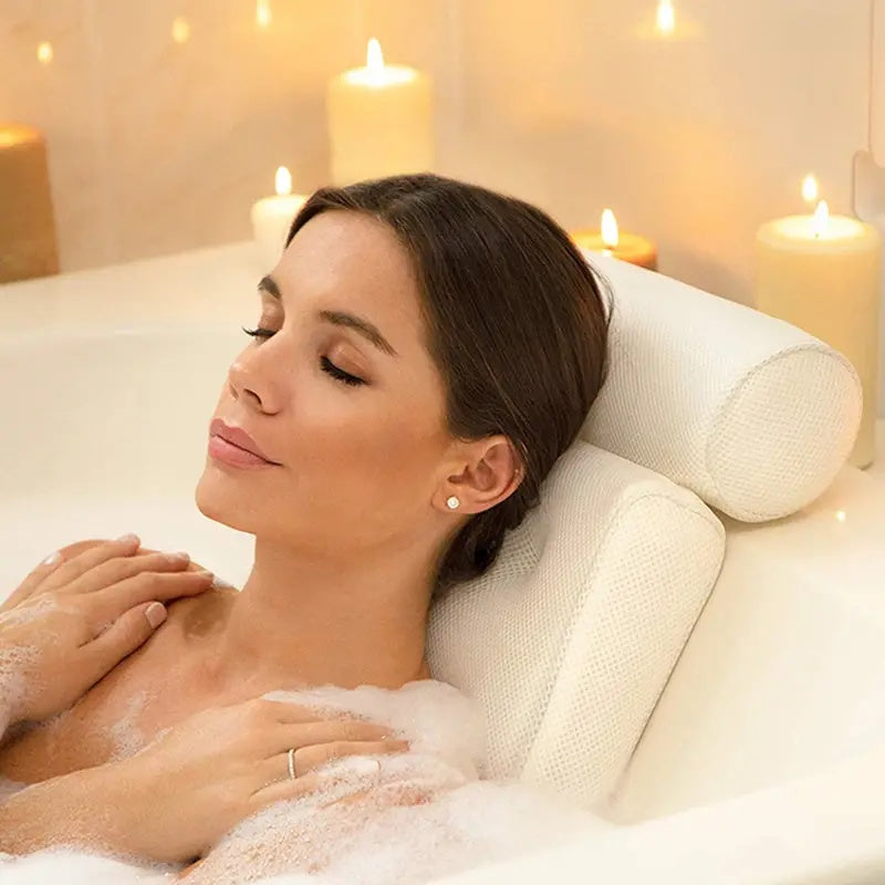 Coussin de Baignoire Ergonomique avec Support pour le Cou – Confort Optimal en Mousse à Mémoire et Ventouses Antidérapantes