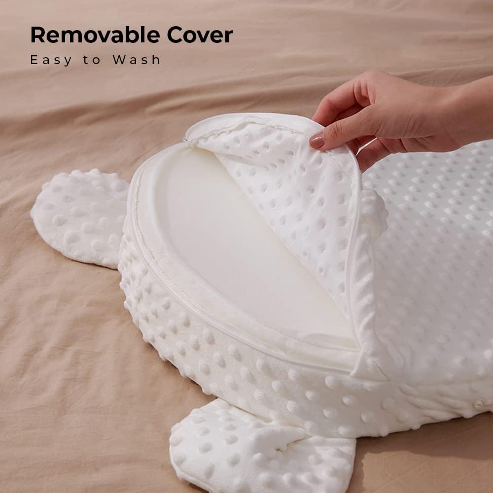 Coussin de Nourrissage Bébé en Mousse Mémoire avec Support Anti-Reflux Ajustable et Design Portable – Velours Doux 60x40 cm
