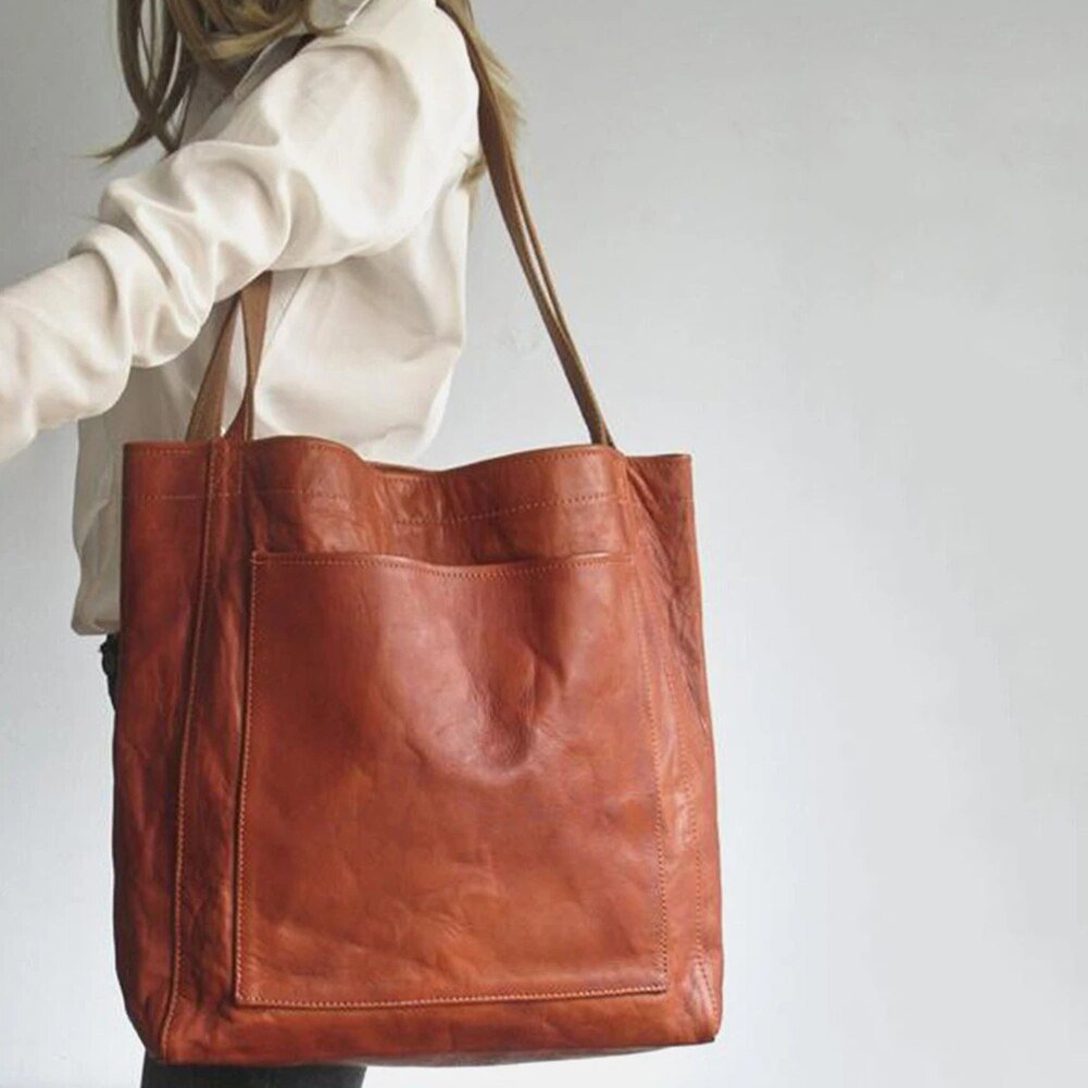 Sac à Main Femme en Cuir Vieilli Élégant – Grand Format, Résistant aux Rayures et à l'Eau, Idéal pour Toutes Occasions
