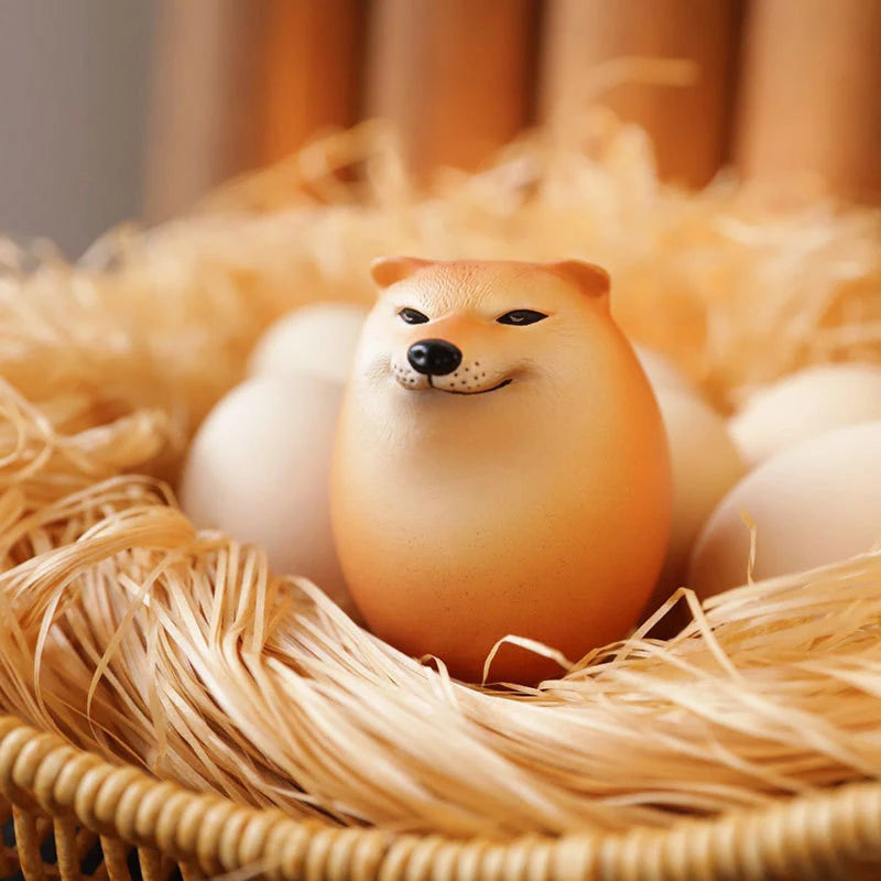 Décor de Bureau en Forme d'Oeuf Shiba Inu Souple - Objet de Détente Amusant pour le Bureau à Domicile
