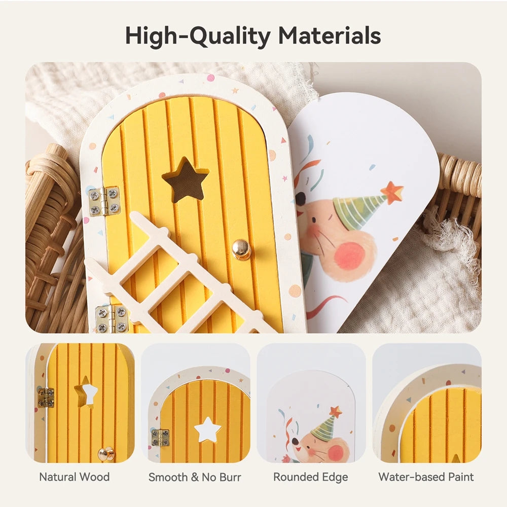 Décoration Murale Originale Porte de Fée en Bois pour Chambre d'Enfant – Déco Murale Magique et Boîte à Dents Commémorative