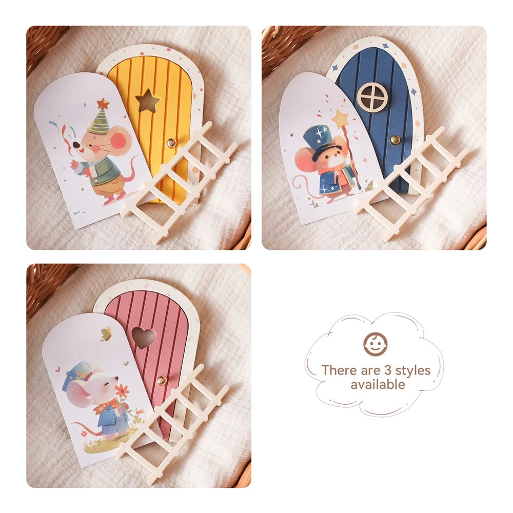 Décoration Murale Originale Porte de Fée en Bois pour Chambre d'Enfant – Déco Murale Magique et Boîte à Dents Commémorative