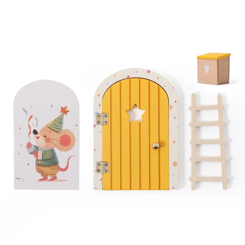 Décoration Murale Originale Porte de Fée en Bois pour Chambre d'Enfant – Déco Murale Magique et Boîte à Dents Commémorative