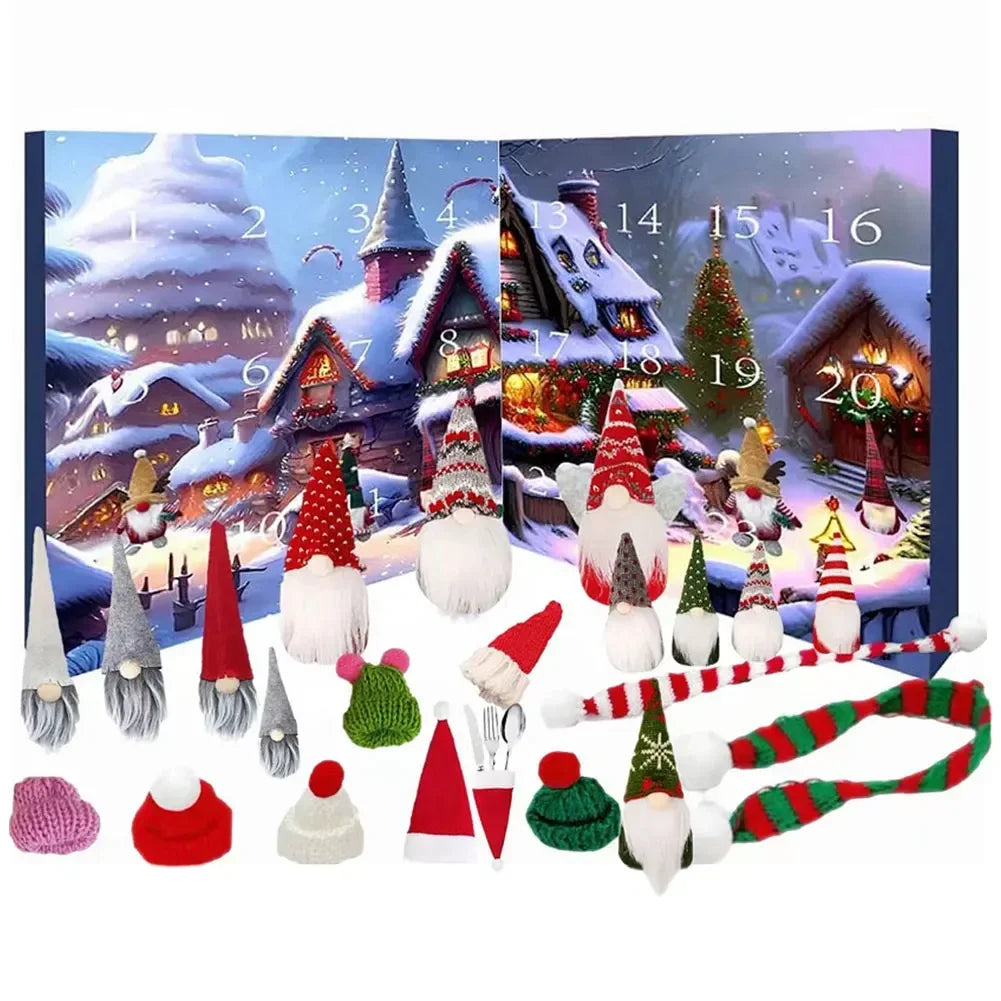 Décoration de Noël Gnome en Peluche - Ensemble de Calendrier de l'Avent Festif, Tissu Sûr et Doux, Idéal pour votre Décor de Fête