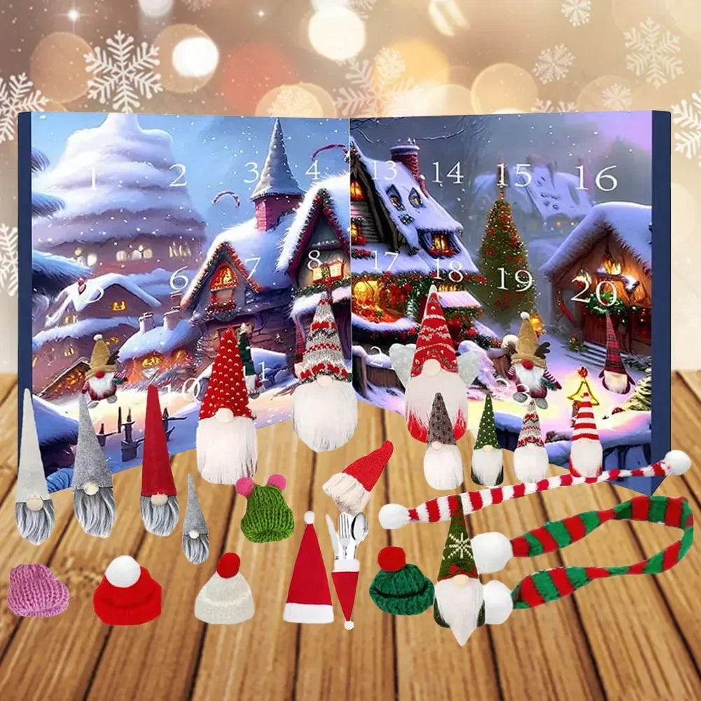 Décoration de Noël Gnome en Peluche - Ensemble de Calendrier de l'Avent Festif, Tissu Sûr et Doux, Idéal pour votre Décor de Fête