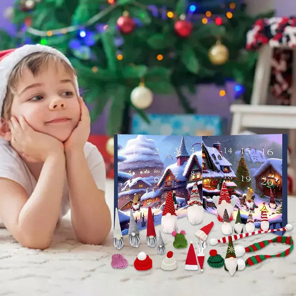 Décoration de Noël Gnome en Peluche - Ensemble de Calendrier de l'Avent Festif, Tissu Sûr et Doux, Idéal pour votre Décor de Fête