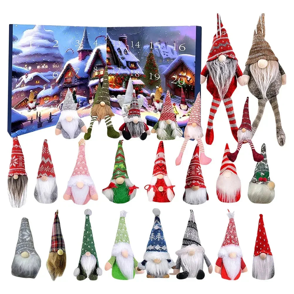 Décoration de Noël Gnome en Peluche - Ensemble de Calendrier de l'Avent Festif, Tissu Sûr et Doux, Idéal pour votre Décor de Fête
