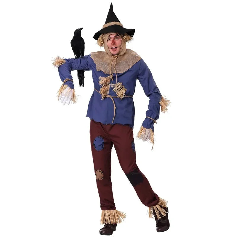 Déguisement Halloween Épouvantail Unisexe – Costume Authentique en Toile de Jute et Paille pour Adultes
