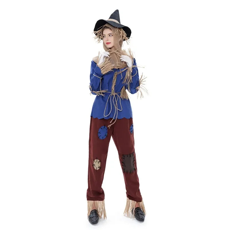 Déguisement Halloween Épouvantail Unisexe – Costume Authentique en Toile de Jute et Paille pour Adultes