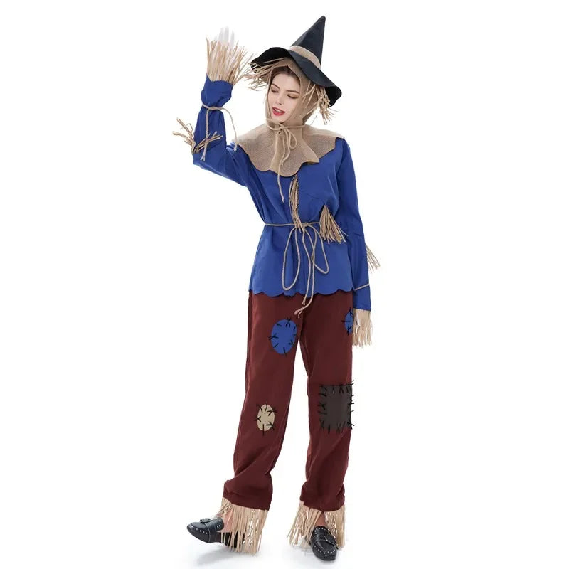 Déguisement Halloween Épouvantail Unisexe – Costume Authentique en Toile de Jute et Paille pour Adultes