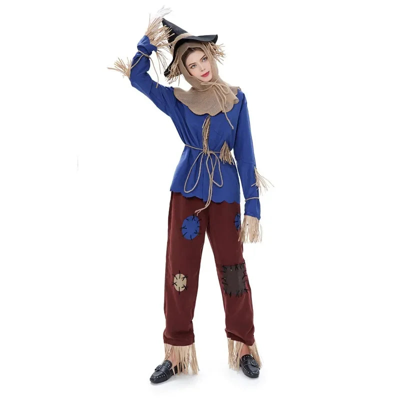 Déguisement Halloween Épouvantail Unisexe – Costume Authentique en Toile de Jute et Paille pour Adultes