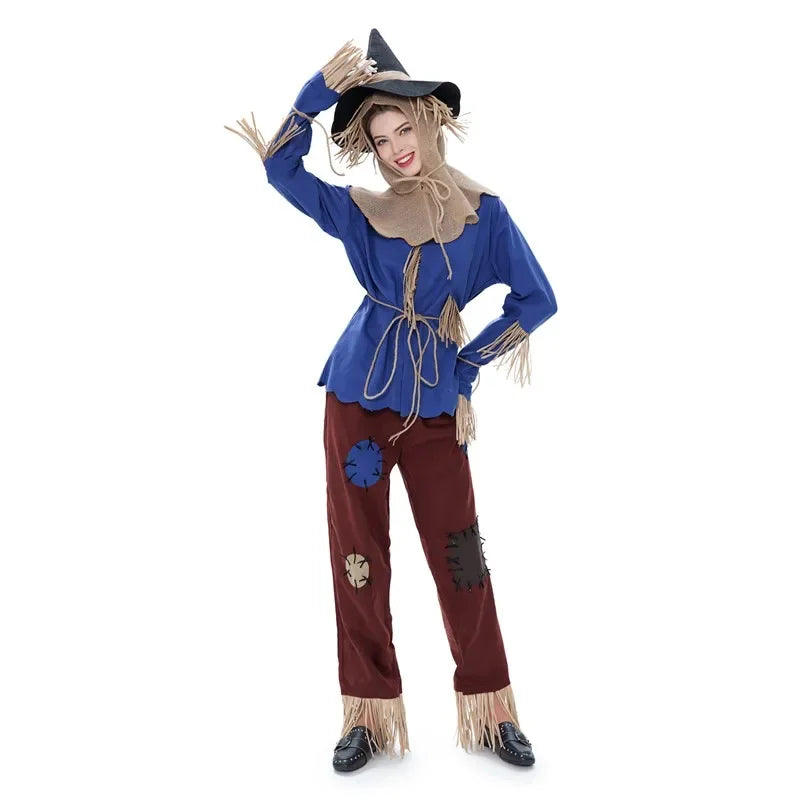 Déguisement Halloween Épouvantail Unisexe – Costume Authentique en Toile de Jute et Paille pour Adultes