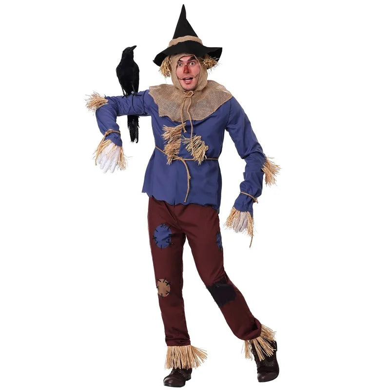 Déguisement Halloween Épouvantail Unisexe – Costume Authentique en Toile de Jute et Paille pour Adultes