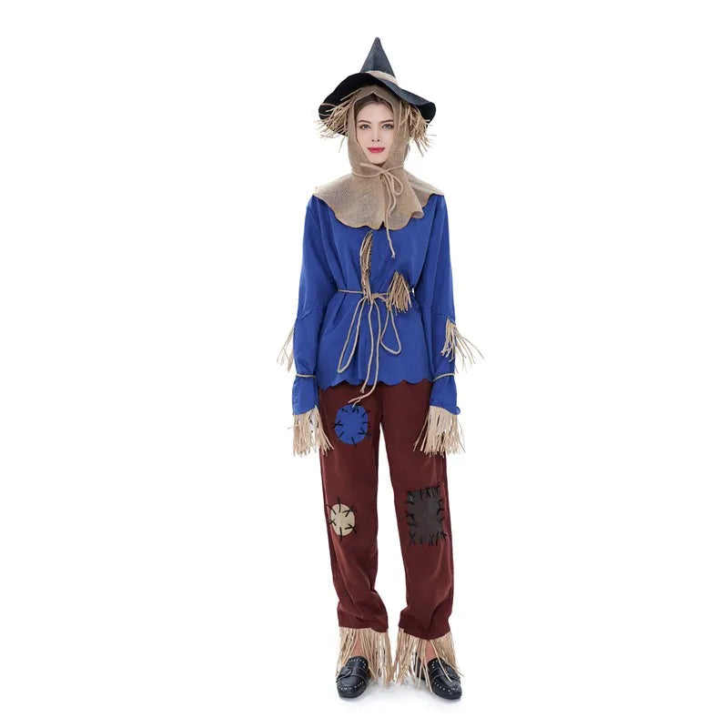 Déguisement Halloween Épouvantail Unisexe – Costume Authentique en Toile de Jute et Paille pour Adultes