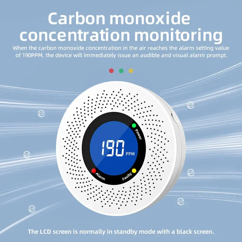 Détecteur de Monoxyde de Carbone avec Écran Numérique et Alarme – Certifié CE pour Maison et Bureau