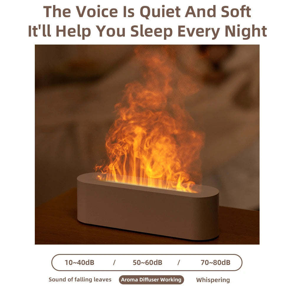 Diffuseur d'Huiles Essentielles avec Humidificateur et Lumière RGB – Effet Flamme Élégant