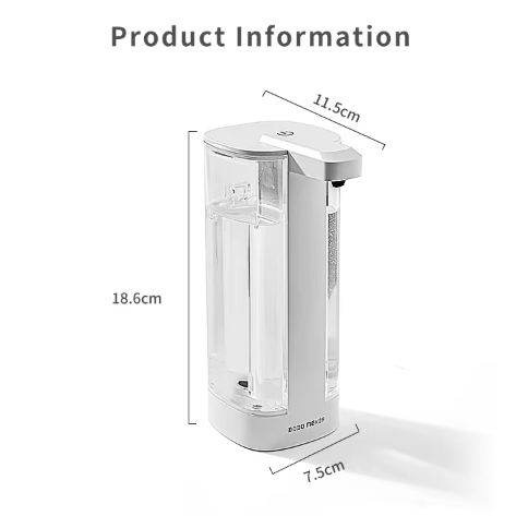 Distributeur de savon automatique avec capteur – 500 ml réglable, matériau ABS/PC, idéal pour cuisine et salle de bain