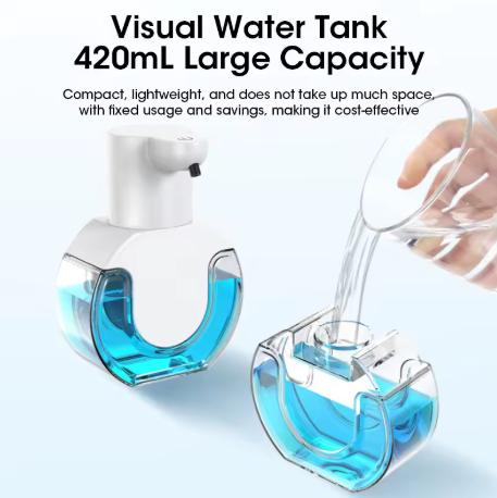 Distributeur de Savon Intelligent 420 ml avec Capteur de Mouvement – Dispositif Mural à Mousse Liquide, Design Élégant et Pratique