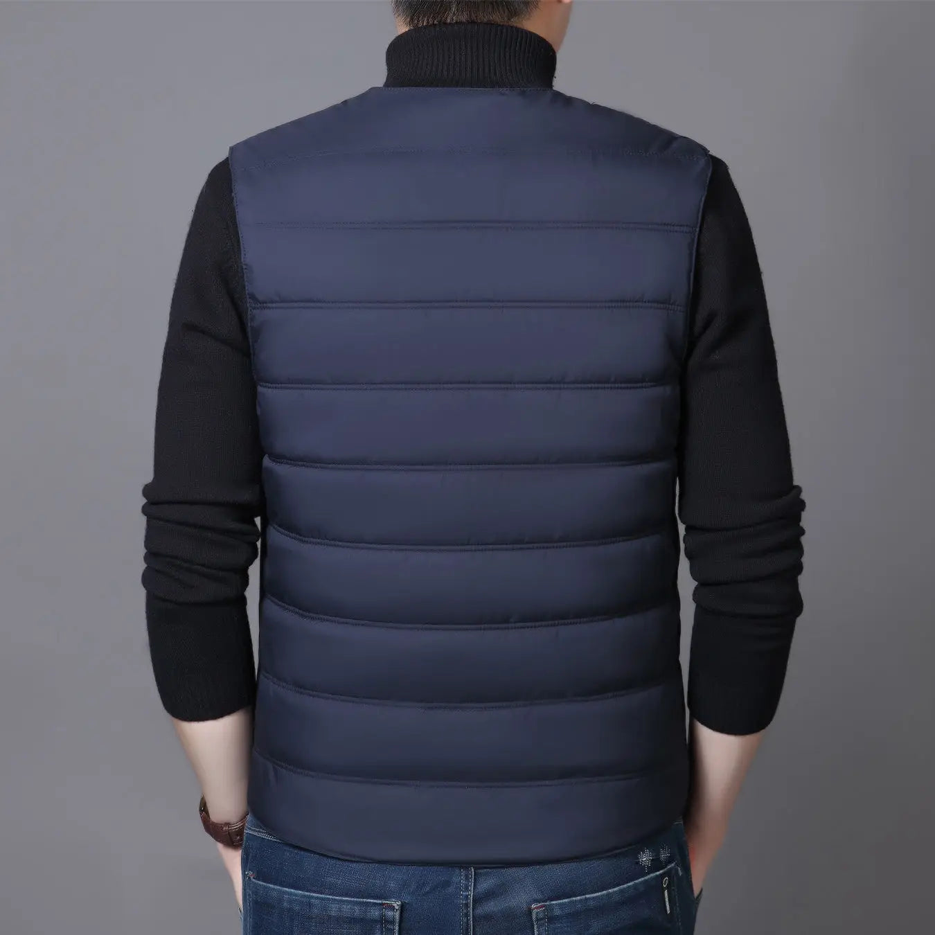 Doudoune Men's V-Neck Quilted Cotton – Warm Vest for Winter