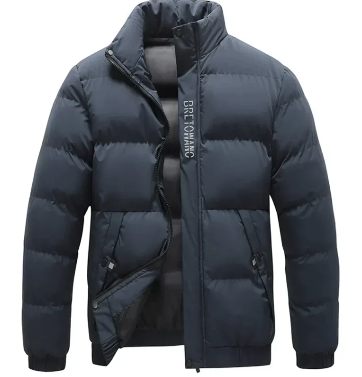 Doudoune Isolante Homme Matelassée avec Col Montant et Poignets Élastiqués - Veste Coupe-Vent